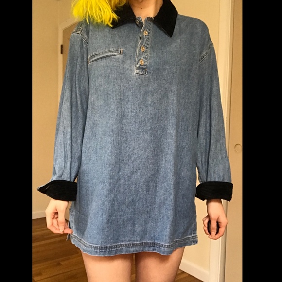Vintage Mini Corduroy Jean Dress - Picture 1 of 4